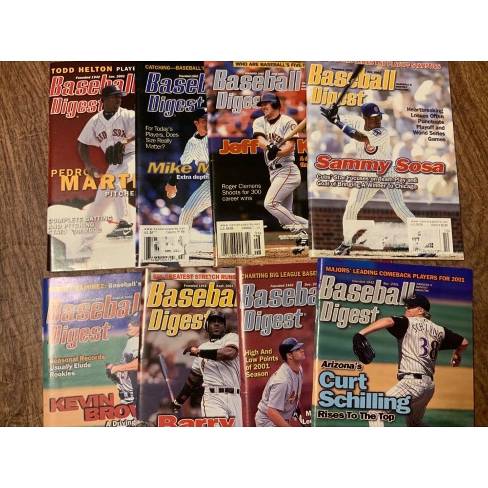 Baseball Digest 2001 Back Issues  (8 magazines)
